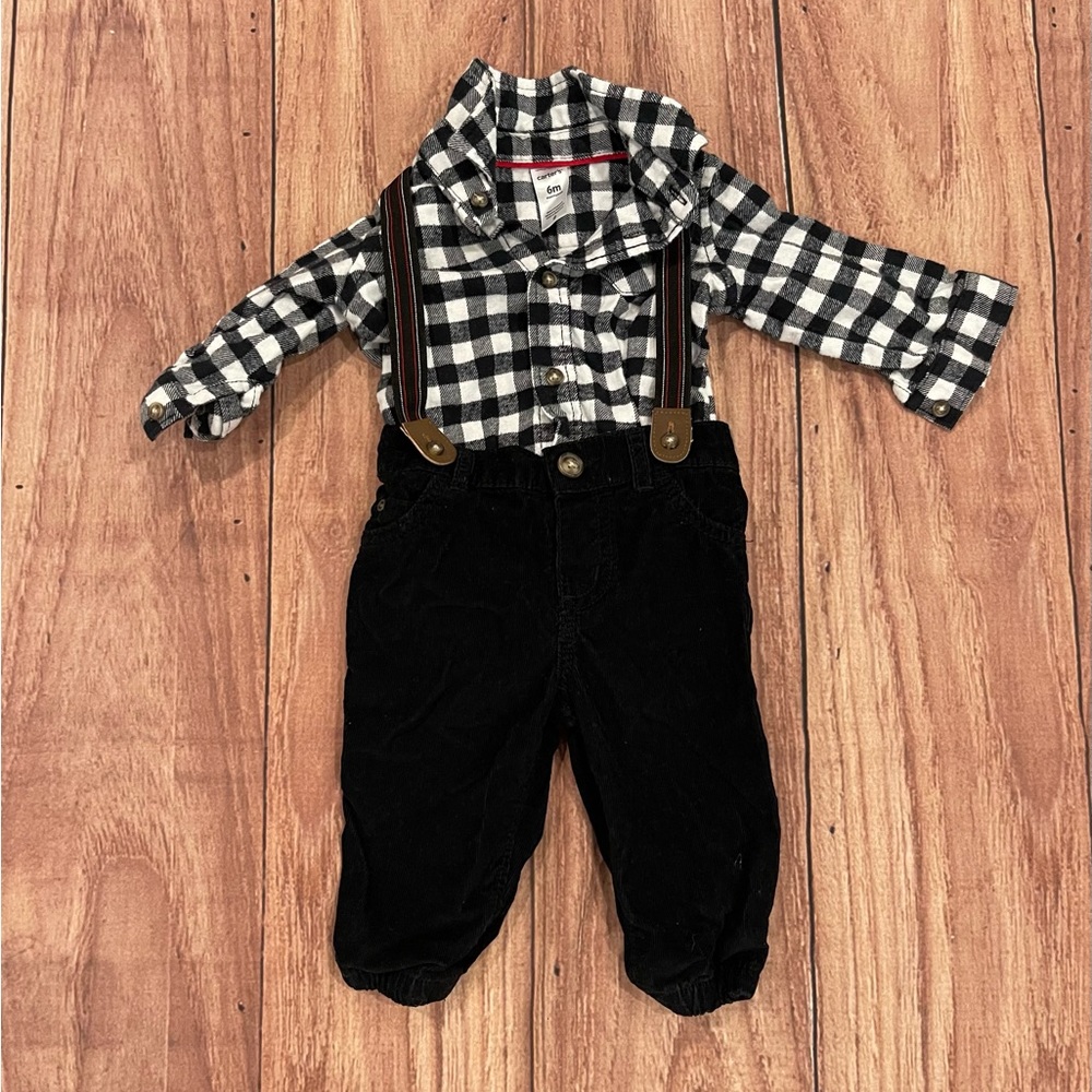 Carter’s Baby Boy Flannel Suspenders Matching Set